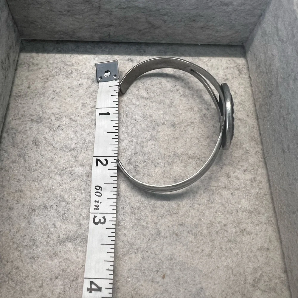 Silver Cuff Bracelet with Floral Design